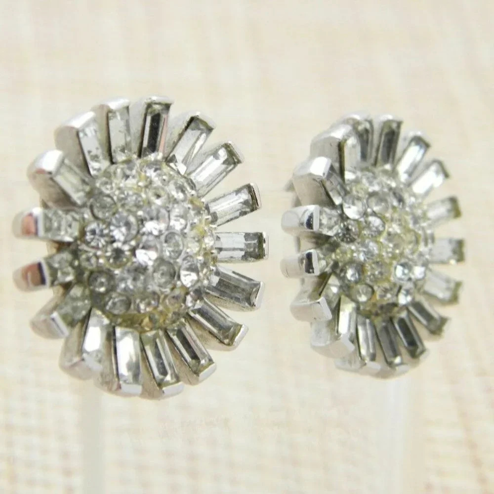 CROWN TRIFARI 1940s Art Deco Clear Rhinestone
